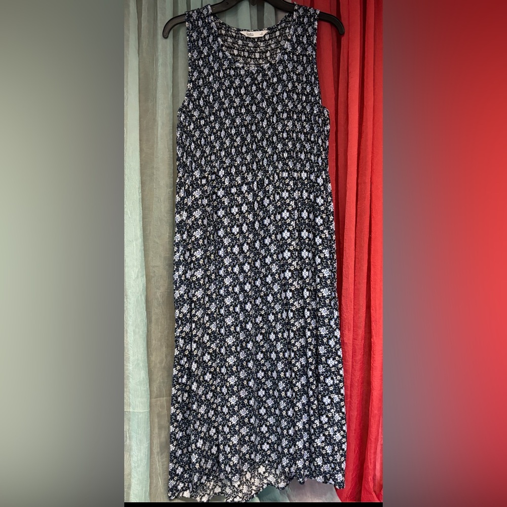 Floral Green, Black and White Women's Dress
